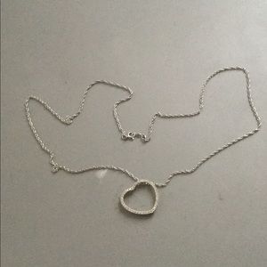 14k white gold diamond heart necklace